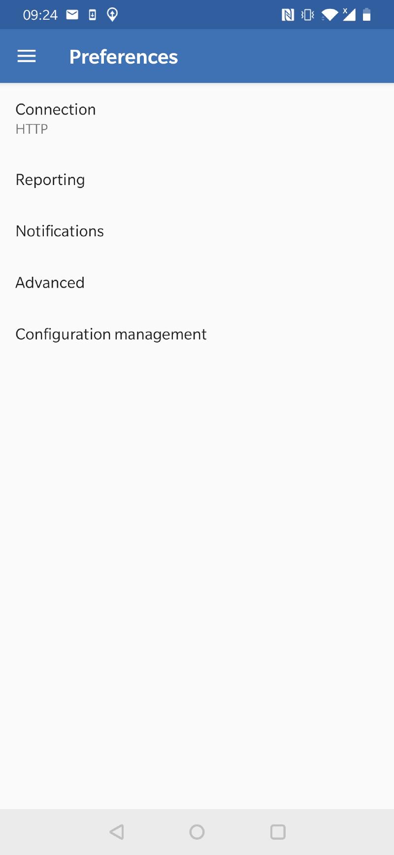 Settings page