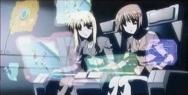 Fate and Hayate supervising the test.
